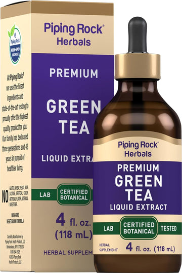 Piping Rock Green Tea Extract Liquid | 4 Fl Oz | Premium Herbal Supplement | Vegetarian | Alcohol Free | Non-GMO, Gluten Free