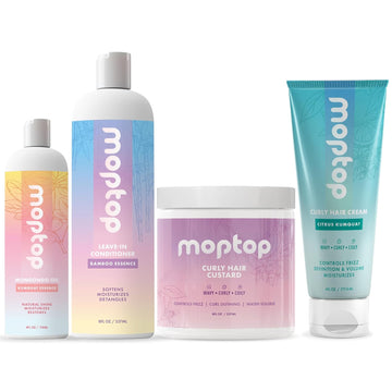 Moptop Curly Hair Bundle: Moisturizing Leave-In Conditioner With Mongongo Oil, Defining Lightweight Curl Gel For Wavy And Curly Hair Routine, Women'S Haircare