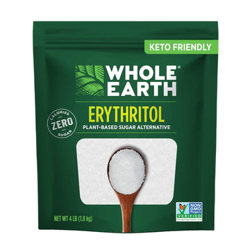 Whole Earth 100% Erythritol Zero Calorie Plant-Based Sugar Alternative, 4 Pound Pouch (Packaging May Vary )