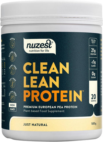 Vegan Protein Powders By Nuzest - Clean Lean Protein - Just Natural - Plant Based Pea Protein Shake - Low Calorie & Low Carb - Gluten Free - Dairy Free - 500G (20 Servings)