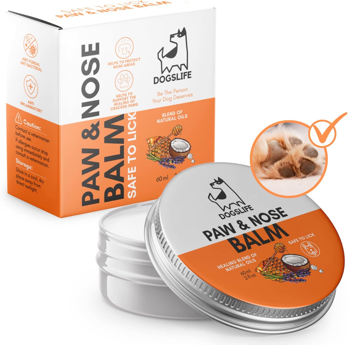 Organic Dog Paw & Nose Balm | 100% Natural Paw & Nose Balm To Repair Cracked Paws & Itchy Noses | Anti Fungal Paw Cream & Lick Safe Protection For Dogs Paws & Noses?DG19