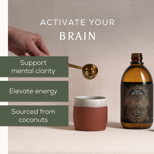 Ancient + Brave True Mct Oil 500Ml - High C8 & C10 Blend, 100% Pure Coconut Oil, Sustainably Sourced - Perfect For Keto, Fasting & Cognitive Support - Vegan - Add To Coffee, Smoothies - Mental Clarity