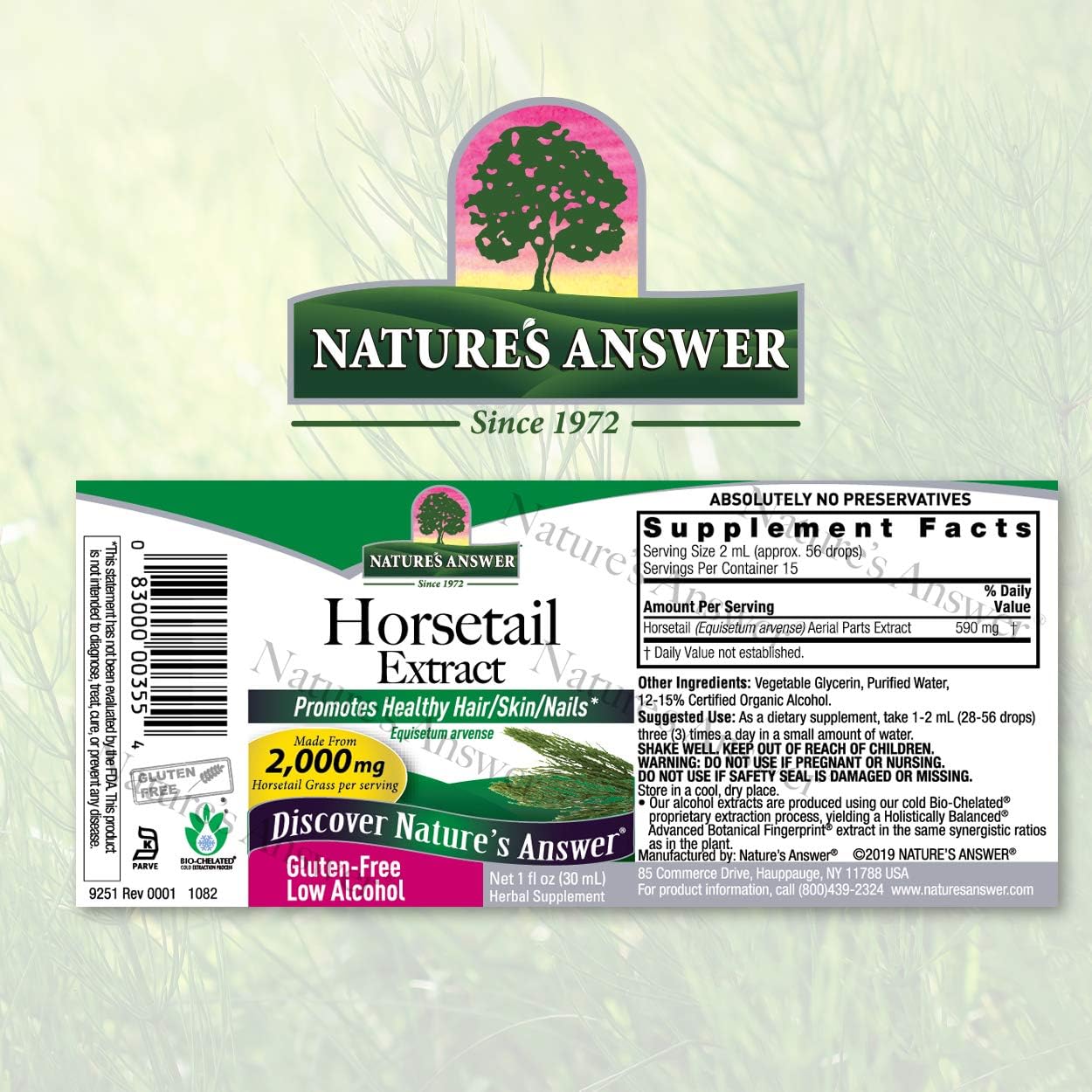 Natures Answer Horsetail Herb with Low Organic Alcohol 1   | Hair, Skin, & Nails Support | Promotes Urinary Tract Health | Strengthen Joints