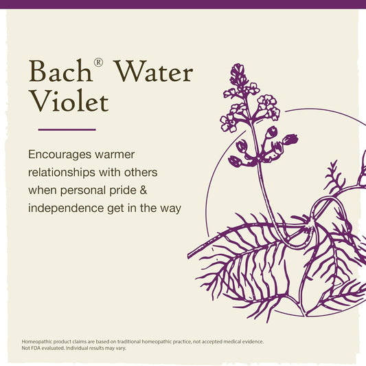 Bach Original Flower Remedies, Water Violet For Connecting With Others (Non-Alcohol Formula), Natural Homeopathic Flower Essence, Holistic Wellness And Stress Relief, Vegan, 10Ml Dropper