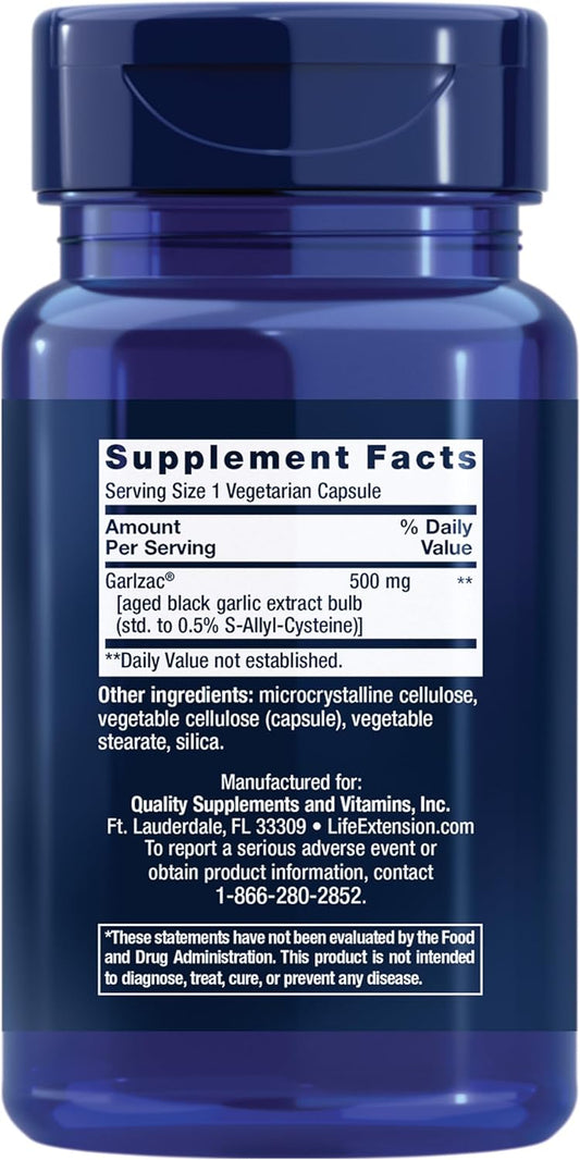Life Extension Aged Black Garlic, Heart Health Support Supplement, Blood Pressure Health Support, Cholesterol Health Support, Once-Daily, Gluten Free, Vegetarian, Non-GMO, 30 Capsules