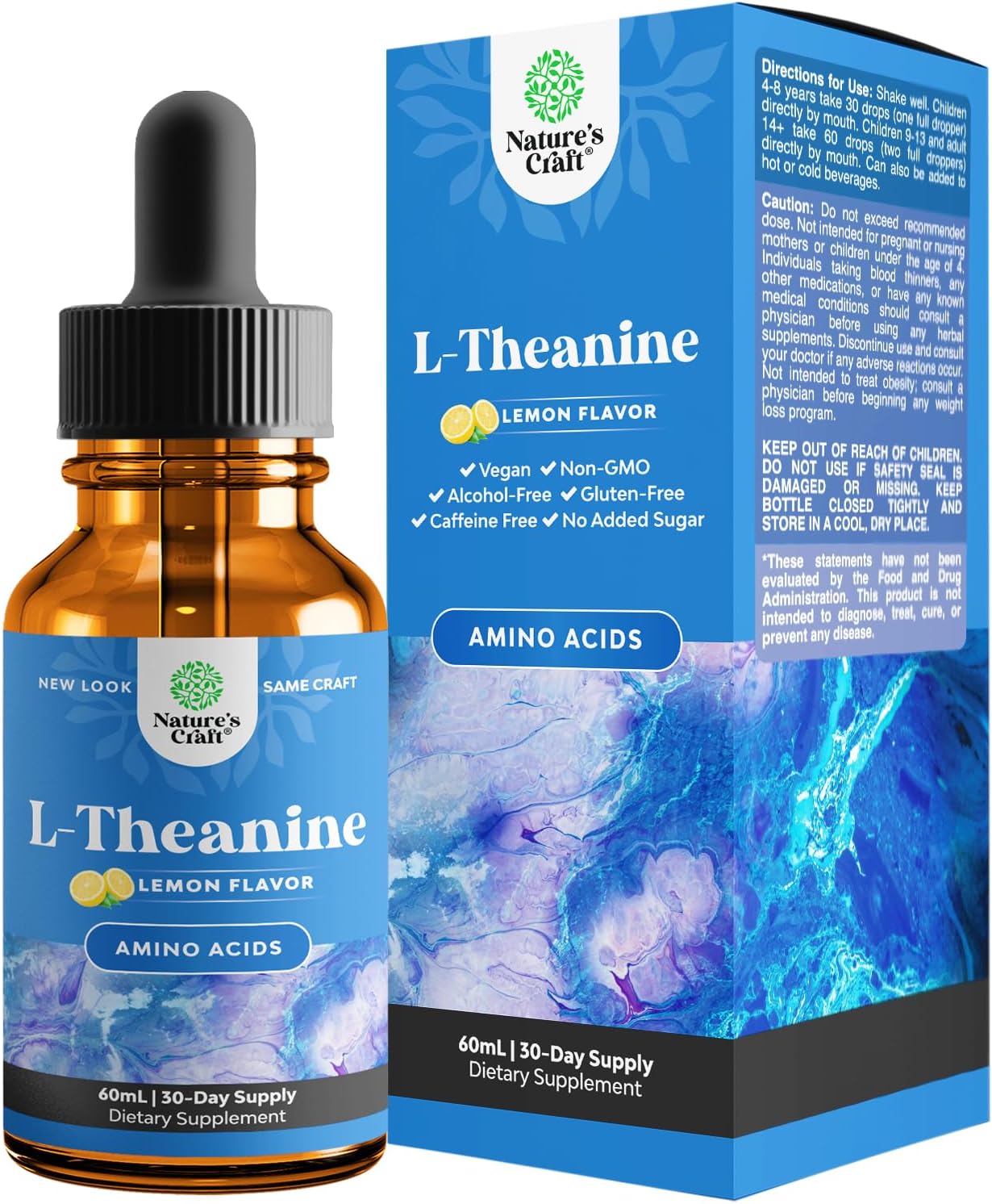 High Absorption L-Theanine Liquid Drops - Nootropic Focus Supplement With L Theanine 200Mg Per Serving And Chamomile Extract - L Theanine Supplement For Adults And Kids Relaxation And Focus - 2Oz