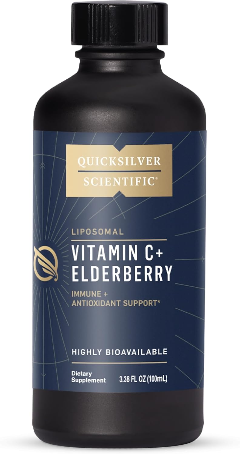 Quicksilver Scientific Liposomal Vitamin C + Elderberry - Liposomal Vitamin C 1000Mg With Superior Absorption Technology & Tocotrienols - Antioxidant & Immune Support Tonic (100Ml)