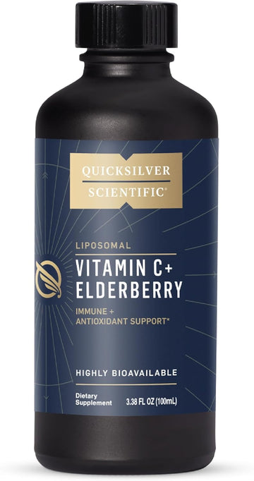 Quicksilver Scientific Liposomal Vitamin C + Elderberry - Liposomal Vitamin C 1000Mg With Superior Absorption Technology & Tocotrienols - Antioxidant & Immune Support Tonic (100Ml)