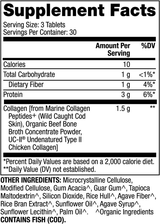 Dr. Mercola Collagen Complex Dietary Supplement, Type I, II and II, 30 Servings (90 Tablets), Non GMO, Gluten Free, Soy Free