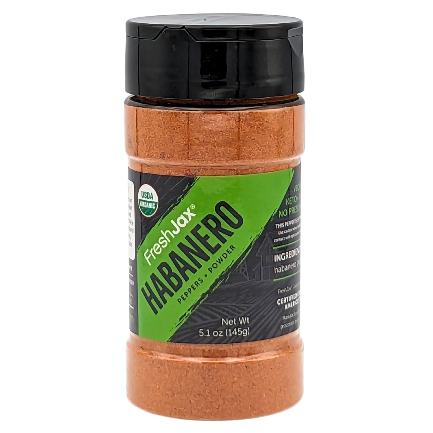 FreshJax Organic Habanero Pepper Powder (5.1 oz Bottle) Non GMO, Gluten Free, Keto, Paleo, No Preservatives Habanero Seasoning | Handcrafted in Jacksonville, Florida