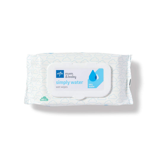 Medline Simply Water Baby Wipes, 99% Water Solution Wipes, 100% Plant-Based Bamboo Fiber Cloth, 60 Count (Pack Of 12)