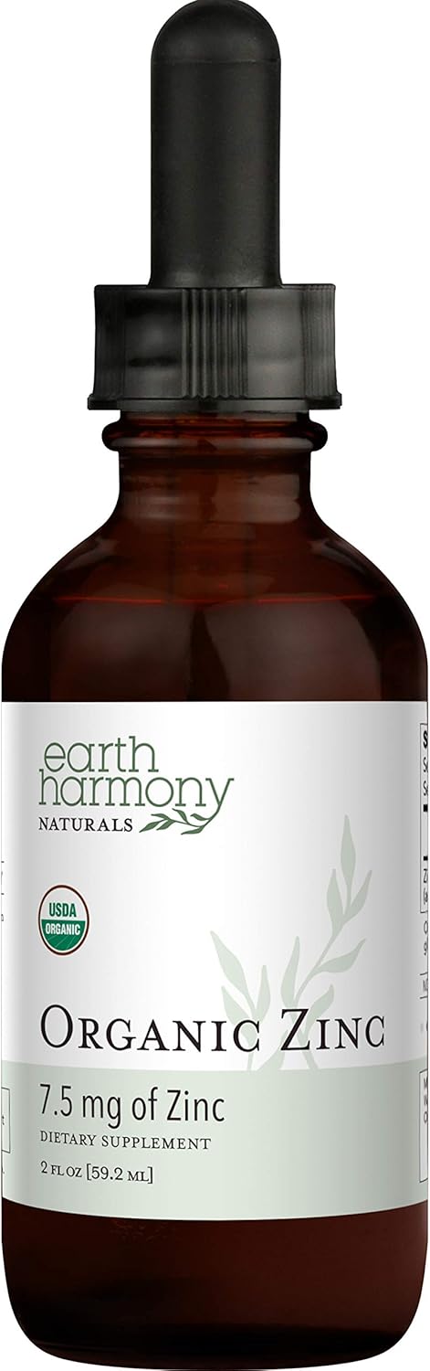 Organic Liquid Zinc Sulfate - Pure Zinc Supplements For Skin Health, Immune System Function And Normal Cell Growth In Adult Men & Women - Non-Gmo, Vegan, Ionic Zinc 7.5Mg - 2 Fl Oz