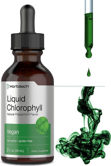 Horbäach Liquid Chlorophyll Drops | 2 Oz | Vegan, Non-Gmo, And Gluten Free Formula | Natural Peppermint Flavor