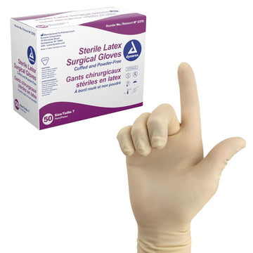 Dynarex Powder Free Latex Surgeon Gloves, Size 7, 50 Pair/Box