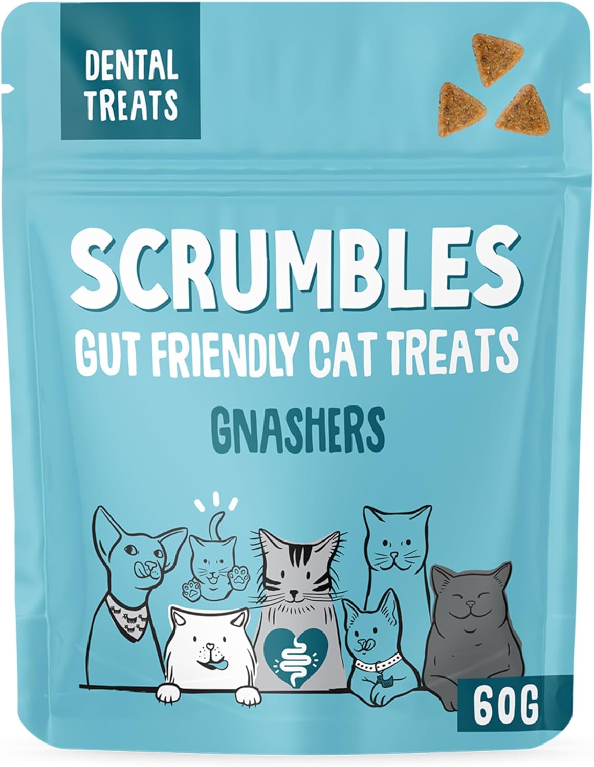Scrumbles Gnashers for Cats, Chicken Dental Bites 8 x 60g