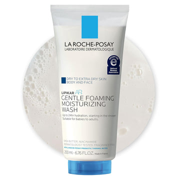 La Roche-Posay Lipikar Ap+ Gentle Foaming Moisturizing Wash, Shea Butter + Niacinamide + Glycerin, Moisturizing Body Wash For Dry Skin, National Eczema Association Accepted, Soap Free