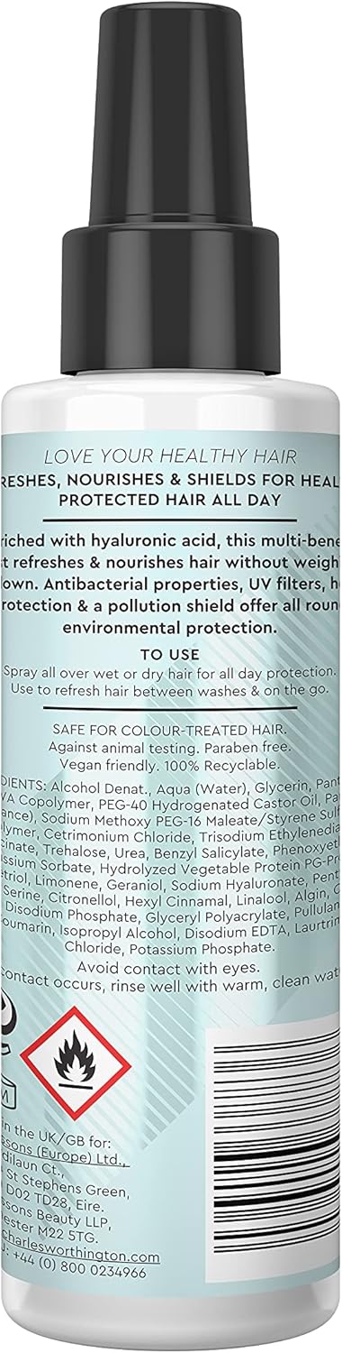 Charles Worthington Clean And Protect Daily Defence Mist, Antibacterial, Hyaluronic Acid, Uv Protection, 150 Ml