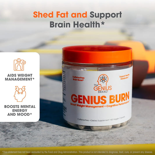 Genius Thermogenic Fat Burner, 60 Diet Veggie Pills - Weight Loss & Metabolism Supplement, Appetite Suppressant & Energy Booster - Caffeine-Free Nootropic Focus & Brain Boost - Ashwagandha & Teacrine