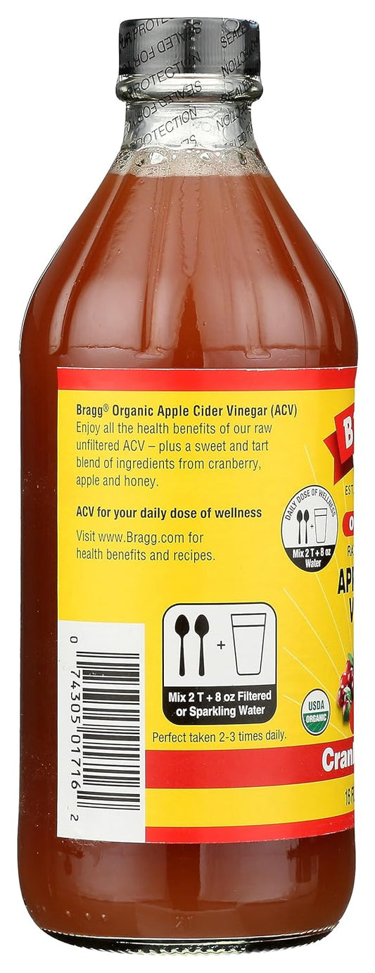 Bragg Organic Apple Cider Vinegar Blends 16oz, with Cranberry Apple
