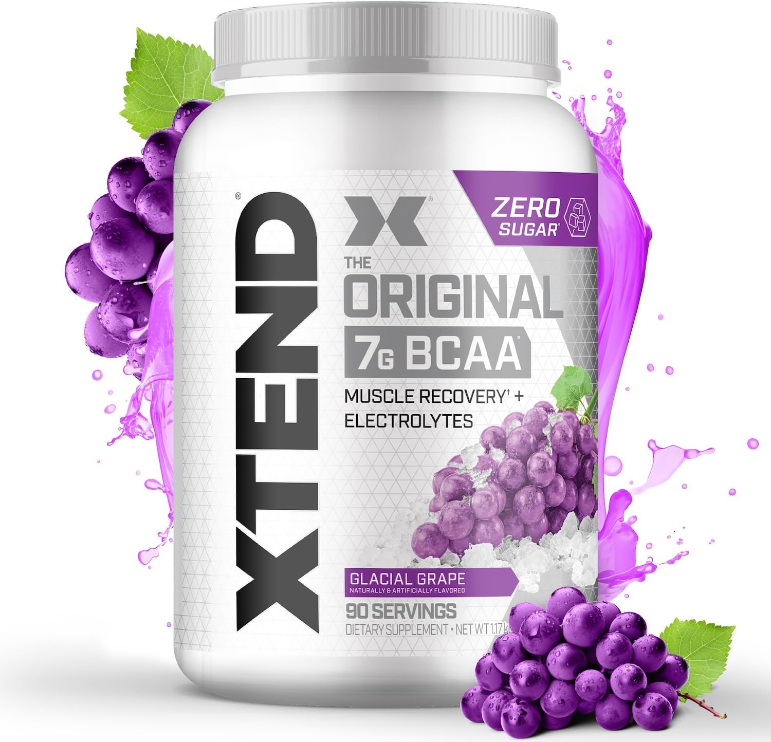 Xtend Original Bcaa Powder Glacial Grape | Sugar Free Post Workout Muscle Recovery Drink With Amino Acids | 7G Bcaas For Men & Women | 90 Servings