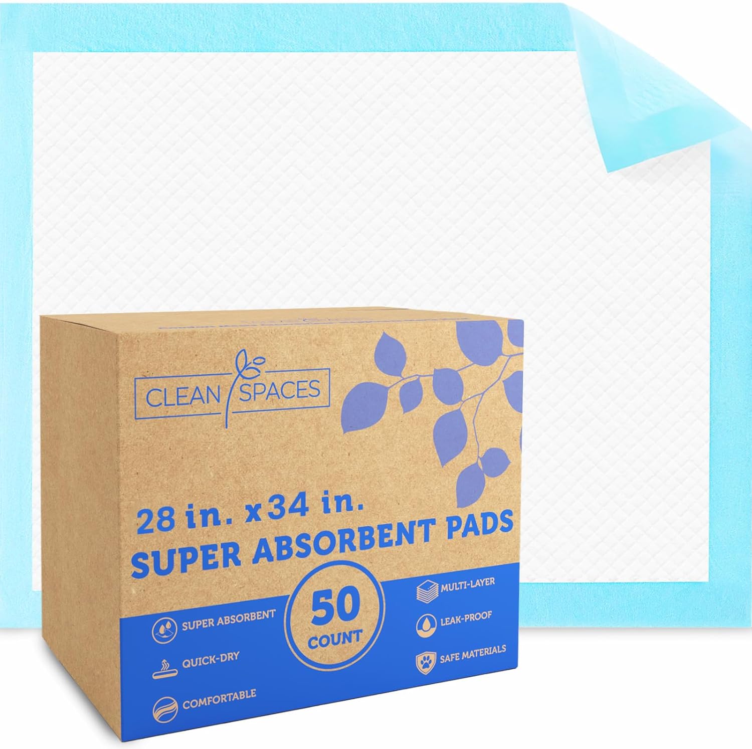 Super Absorbent Puppy Pads 28"X34" 50 Count, Quick Drying Dog Training Pee Pads, Disposable Underpads For Baby And Adults