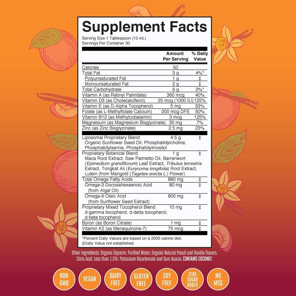 MaryRuth Organics Men's 40+ Multivitamin Liposomal with Hormonal Support | Ultra Absorption | Immune Support | Reproductive Health | Energy Supplement for Men | Non GMO | Vegan | 15.22oz : Health & Household