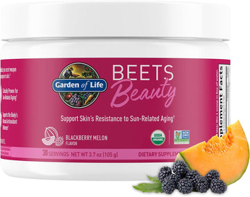 Garden of Life Organic Beet Root Powder with Antioxidants, Vitamin C, Probiotics, French Melon and Black Currant for Hair, Skin & Nails – Beets Beauty – Vegan, Non GMO, BlackBerry Melon – 30 Servings