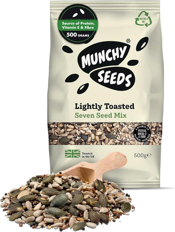 Munchy Seeds Lightly Toasted 7 Seed Mix, Pumpkin Seeds, Sunflower Seeds, Hemp, Chia, Rapeseed, Flaxseeds, Seeds For Baking, Breakfast Cereals & Granola, Mixed Seeds To Eat, Mixed Seeds For Eating 500G