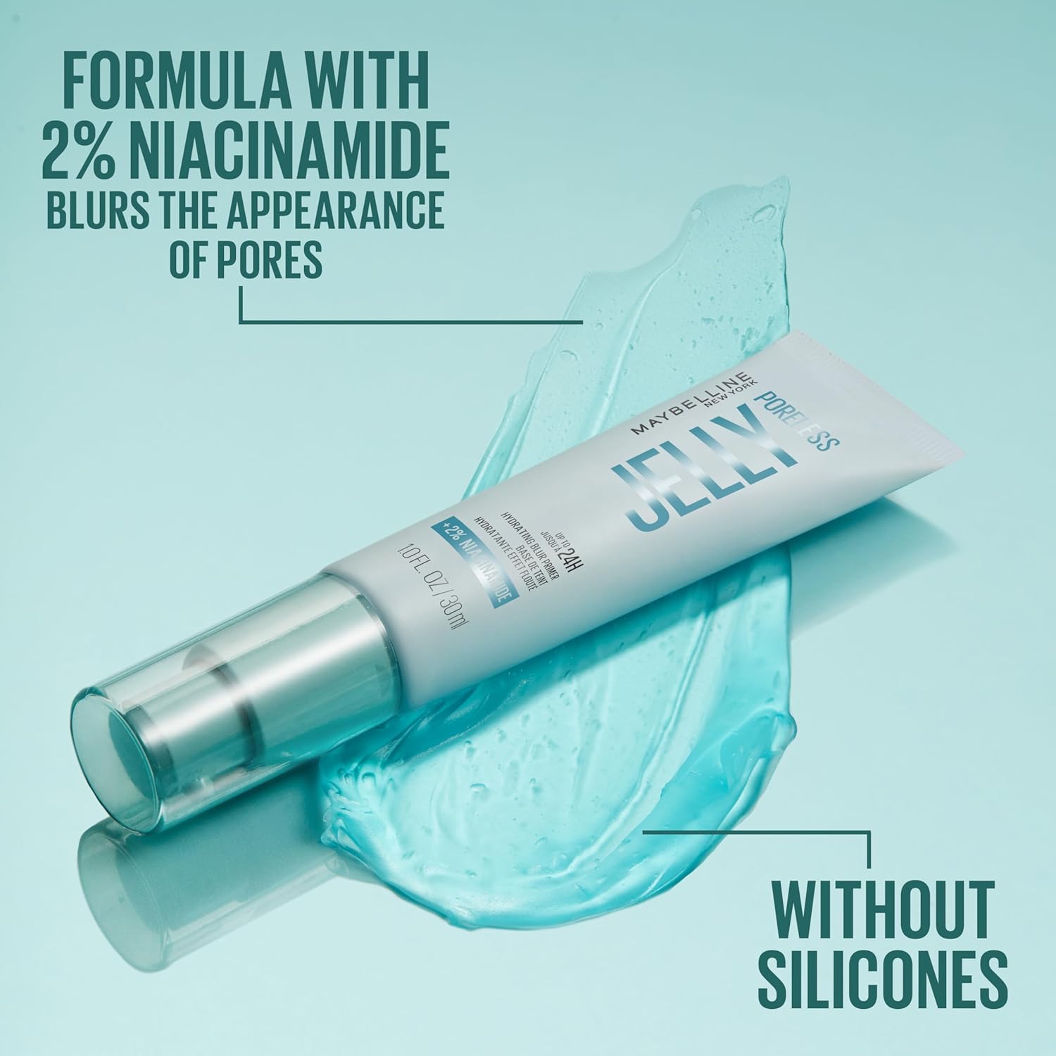 Maybelline Poreless Jelly Primer, Hydrating, Blurring Makeup Primer With 2% Niacinamide For Up To 24Hr Make Up Wear, Clear, 1 Count : Beauty & Personal Care