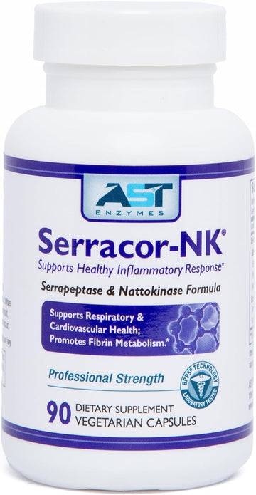 AST Enzymes Serracor-NK ?Proteolytic Systemic Enzyme Formula ? Contains Acid-Resistant Serrapeptase and Acid-Resistant Nattokinase - Circulatory and Respiratory Support ? 90 Vegetarian Capsules