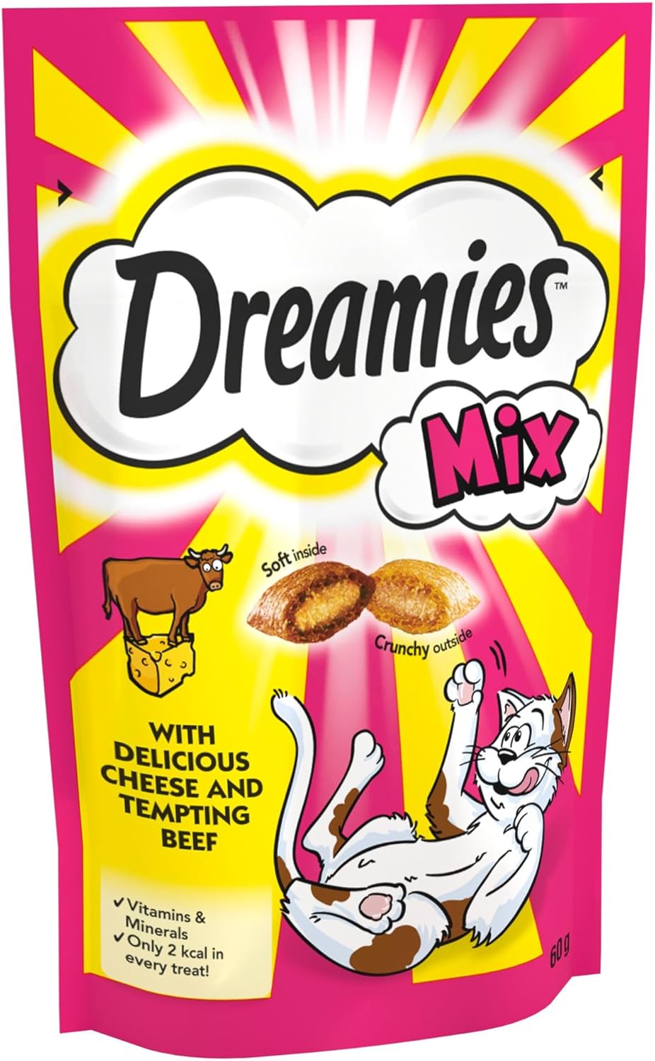 Dreamies Cat Treats, Tasty Snacks with Delicious Cheese and Tempting Beef, 8 Pouches of 60 g?719030/2216