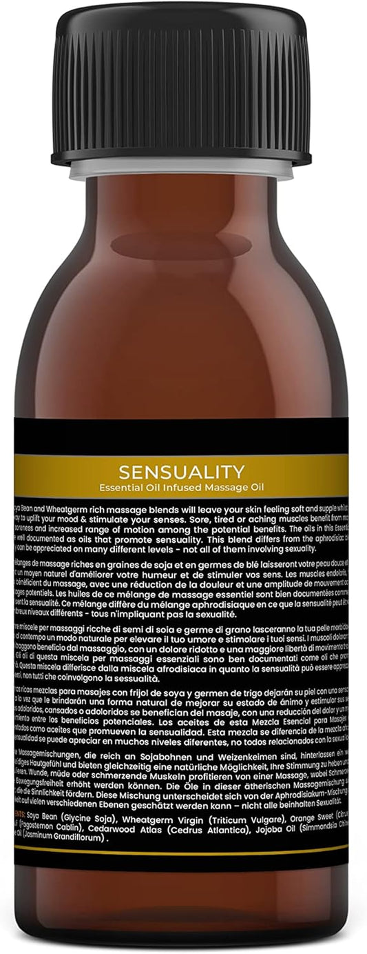 Mystic Moments | Sensuality Aromatherapy Massage Oil Blend 125ml - Natural Massage Blend Made with Essential Oils for Spa & Massage Therapy
