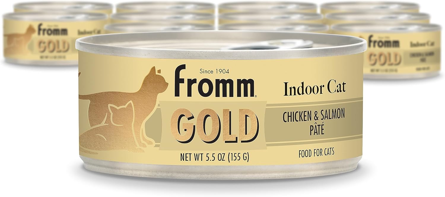 Fromm Indoor Gold Chicken & Salmon Pate Cat Food - Premium Wet Cat Food - Chicken Recipe - Case Of (12) 5.5 Oz Cans