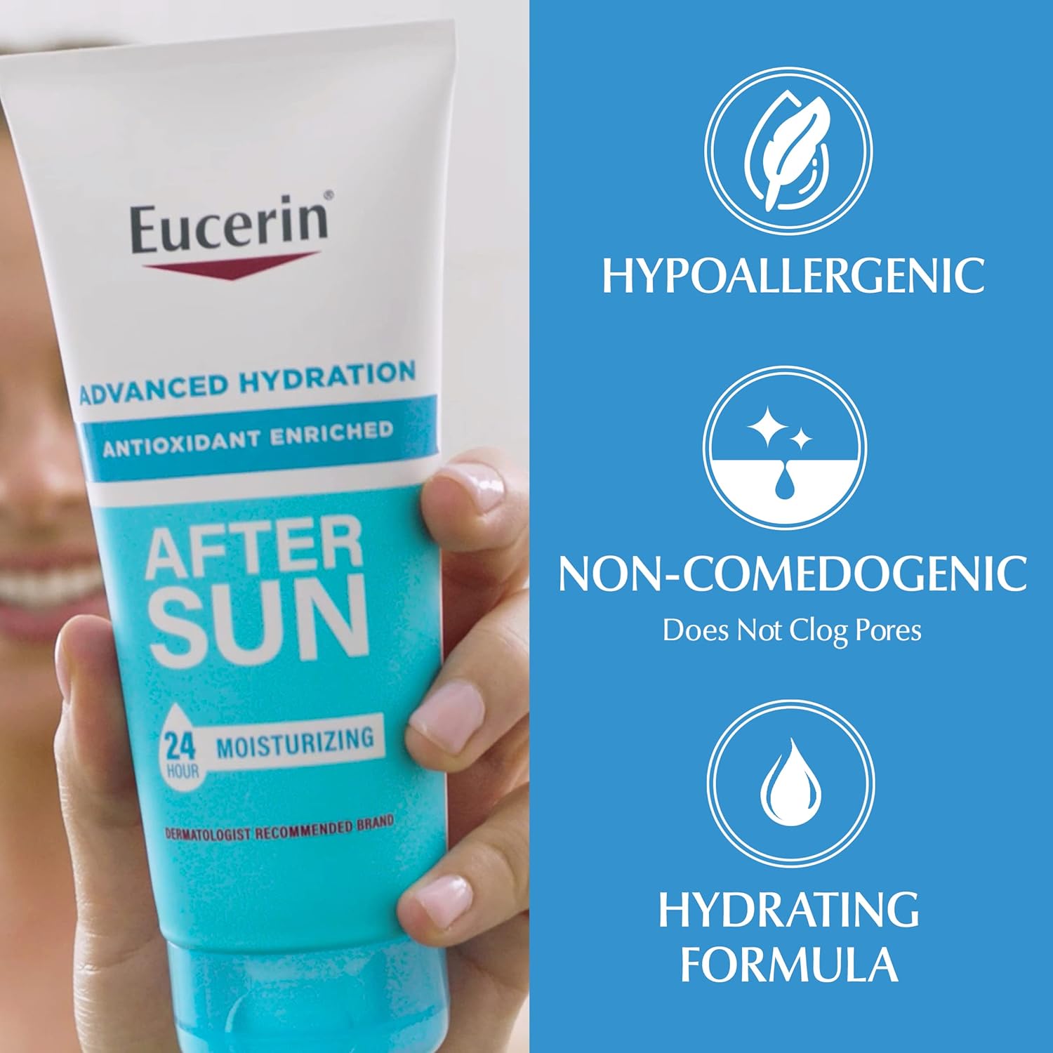 Eucerin Advanced Hydration Sunscreen Lotion Spf 30 (5 Fl Oz) + Eucerin Advanced Hydration After Sun Lotion For Dry, Sun-Stressed Skin (6.8 Fl Oz) : Beauty & Personal Care