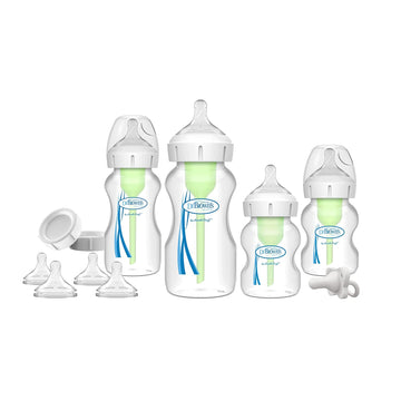 Dr. Brown'S Natural Flow® Anti-Colic Options+™ Wide-Neck Bottle Essentials Gift Set With Breast-Like Nipple,100% Silicone Happypaci™ Pacifier And Baby Bottle Travel Caps