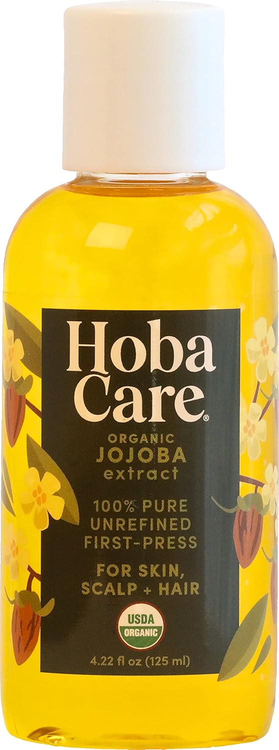 Hobacare Hexane Free Jojoba Oil For Nails & Cuticles, Dry Skin, Beard Care, Scalp Massage Therapy – Mini Travel Size Pure Unrefined Natural Carrier Oil For Skincare, Shaving, Hair Treatment (4.22 Oz)