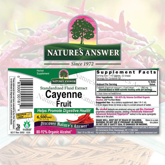 Nature's Answer Cayenne Fruit Extract | Helps Promote Digestive Health | High Potentcy Made with Organic Alcohol | Vegan, Gluten-Free, Non-GMO & Kosher Certified 1