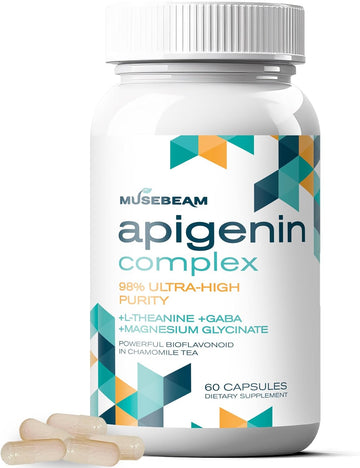 Apigenin Supplement For Sleep - 50Mg Apigenin Per Capsule With Magnesium Glycinate 275Mg L-Theanine 100Mg Gaba 100Mg - 98% Ultra-High Purity - Melatonin Alternative