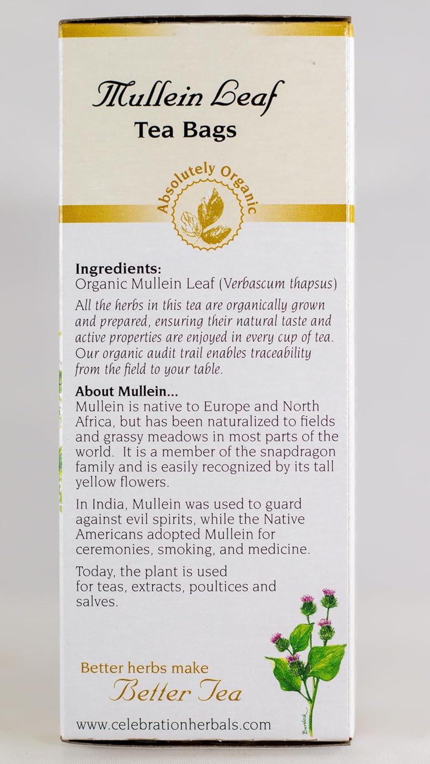 Celebration Herbals Organic Mullein Leaf Tea Bags 24 Count : Grocery & Gourmet Food
