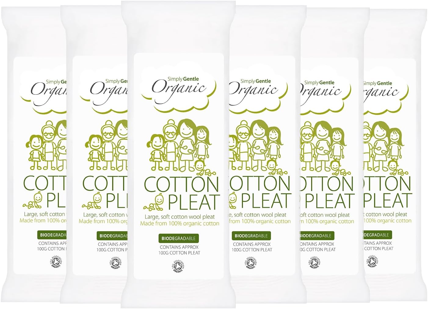 Simply Gentle Organic Cotton Wool Pleats - Perfect For Sensitive Skin - Pure Cotton Pleat With No Paraben Or Alcohol - Free From Odours Or Irritants - Hypoallergenic Soft Wool - 100G (Pack Of 4)