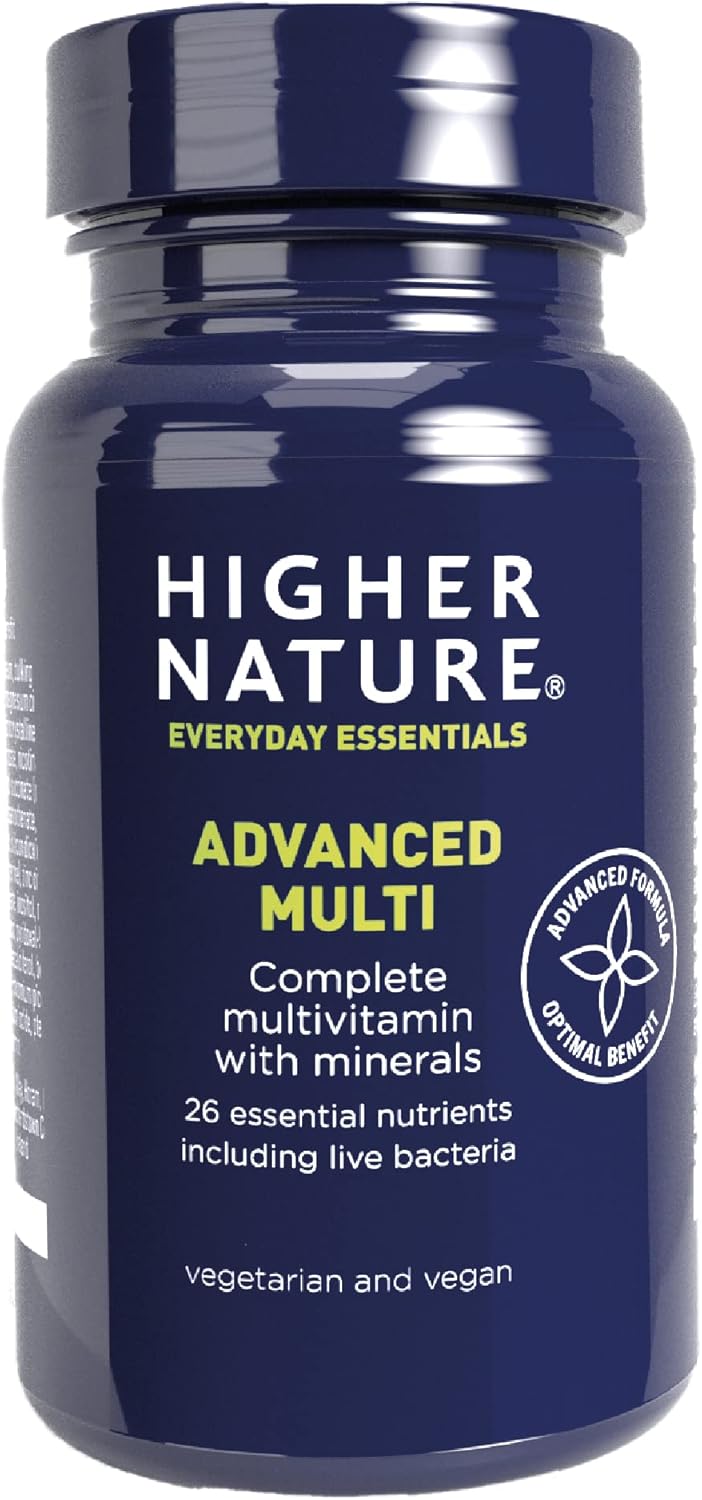 Higher Nature - Advanced Multi - Multi Vitamins Supplements - 26 Essential Vitamins, Minerals & Live Bacteria - 180 Tablets