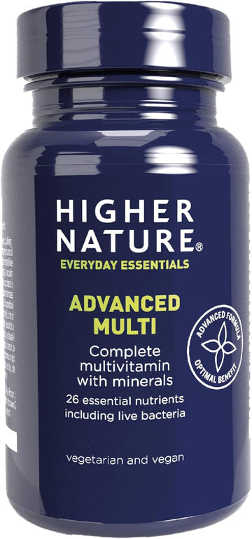 Higher Nature - Advanced Multi - Multi Vitamins Supplements - 26 Essential Vitamins, Minerals & Live Bacteria - 180 Tablets