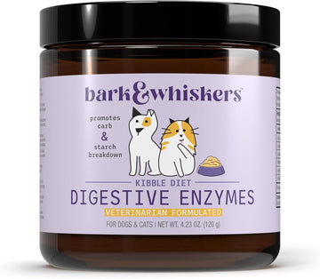Bark & Whiskers Digestive Enzymes - Supports Kibble Digestion - Veterinarian Formulated - For Dogs & Cats - Non-Gmo - 4.23 Oz (120 G) - 150 Scoops
