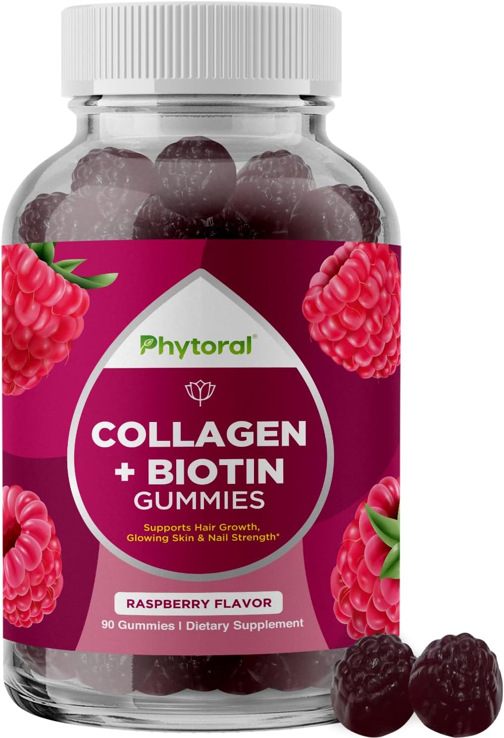 Phytoral Extra Strength Biotin And Collagen Gummies - Hair Skin Nails For Women With 90 Count