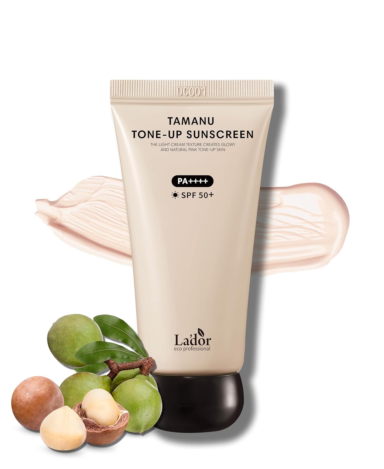 La'Dor Tamanu Daily Sheer Glow Tinted Tone-Up Face Sunscreen Moisturizer Uv Protector Hydrating Non-Greasy Makeup Primer Spf 50+ Pa++++ Sun Protection Korean Skincare