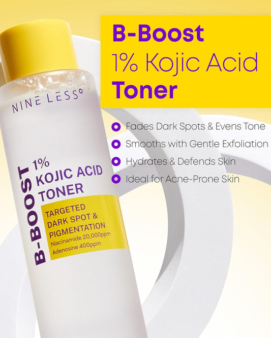 B-Boost 1% Kojic Acid Toner - Dark Spot Solution Face Toner - Clarifying And Hydrating - Niacinamide And Adenosine - Korean Skincare, 6.76 Fl.Oz