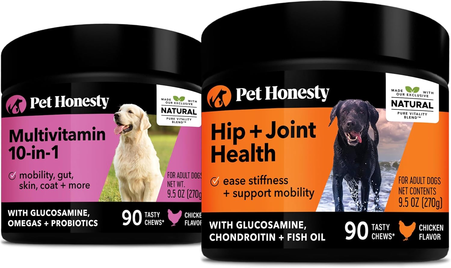 Pethonesty 10 In 1 Multivitamin + Hip & Joint Health Soft Chew Supplement Bundle - Dog Vitamins - Glucosamine Chondroitin, Omegas, Turmeric And Msm For Overall Dog Health, Joint Supplement For Dogs