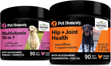 Pethonesty 10 In 1 Multivitamin + Hip & Joint Health Soft Chew Supplement Bundle - Dog Vitamins - Glucosamine Chondroitin, Omegas, Turmeric And Msm For Overall Dog Health, Joint Supplement For Dogs