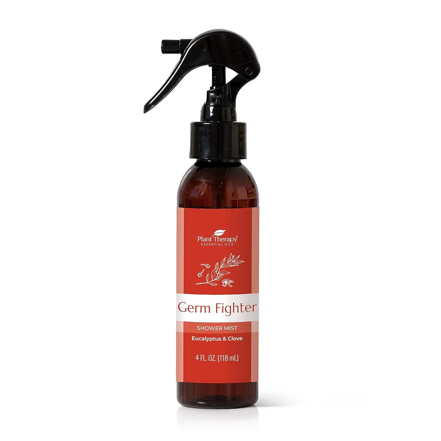 Plant Therapy Germ Fighter Shower Spray Mist 4 Oz, For An Aromatherapy Shower Steamer Experience, Fresh & Spicy Aroma, Stimulating & Refreshing, Great For Morning & Evening Showers