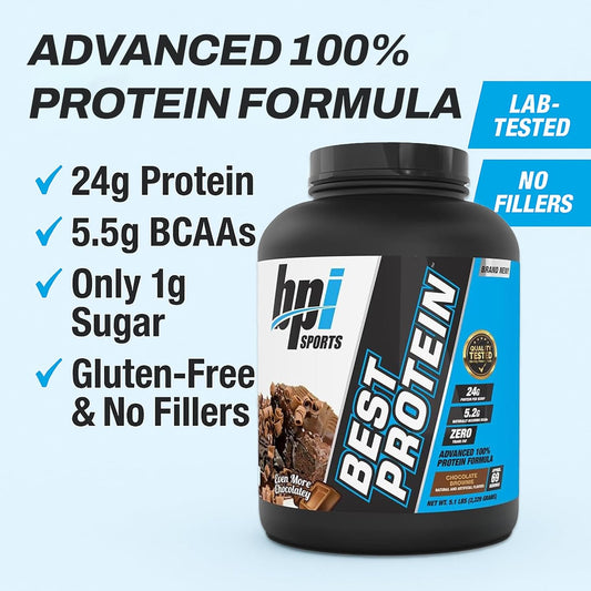 Bpi Sports Best Protein – 100% Whey Protein Powder – Muscle Growth, Recovery, Meal Replacement – No Fillers, Gluten-Free – Best Protein Powder For Men & Women | Vanilla Swirl – 5 Pounds